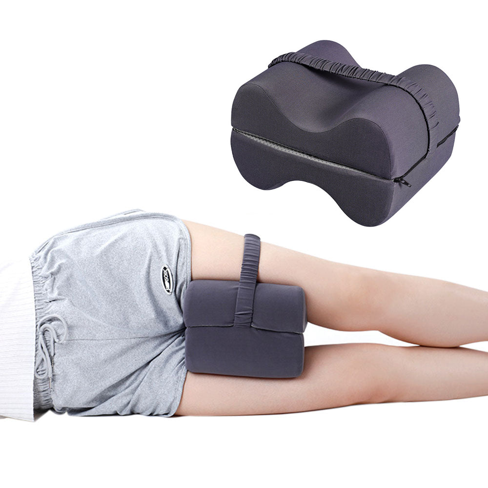 Foldable Knee Pillow for Side Sleepers Leg Support Pillow with Elastic Strap