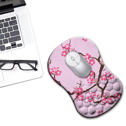 Ergonomic Computer Mouse Pad Memory Foam Wrist Rest Support for Home Office Pink Blossom
