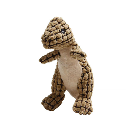 Fluffy Dinosaur Squeaky Toy for Dogs Pet Dog Sound Chew Toy Brown
