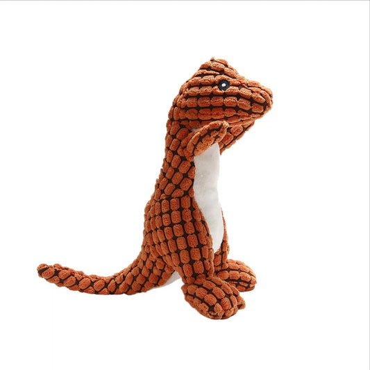 Fluffy Dinosaur Squeaky Toy for Dogs Pet Dog Sound Chew Toy Orange