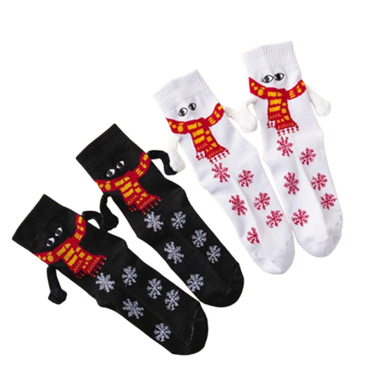2 Pairs of Holding Hands Christmas Socks Novelty Funny Xmas Couple Socks