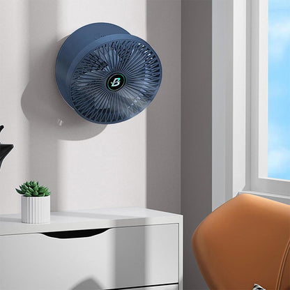3-Speed Adjustable Air Circulator Fan Foldable Wall Hanging Fan Rechargeable Desktop Cooling Fan Blue
