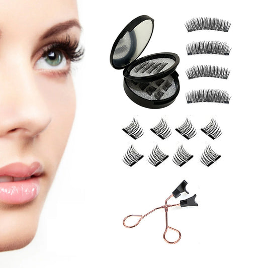 8 Pairs of Reusable Fake Eyelashes with Eyelash Tweezers Easy Attached
