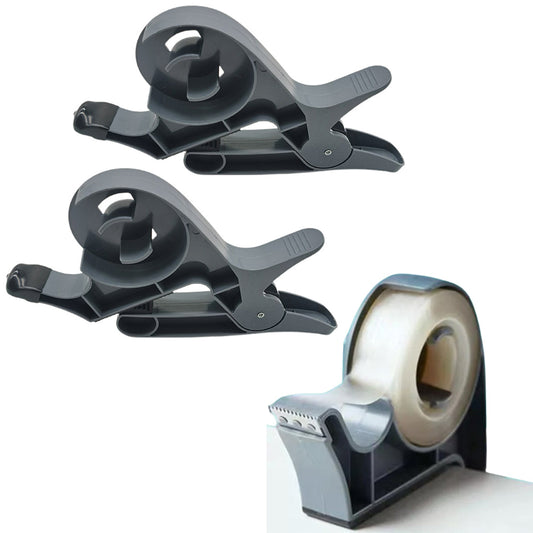 2Pcs Set Wrapping Paper Cutters Cutting Tool Xmas Gift Roll Clamps with Tape Dispenser Grey