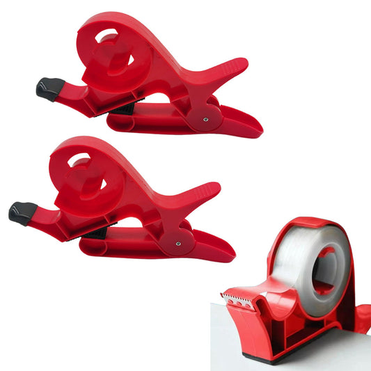 2Pcs Set Wrapping Paper Cutters Cutting Tool Xmas Gift Roll Clamps with Tape Dispenser Red