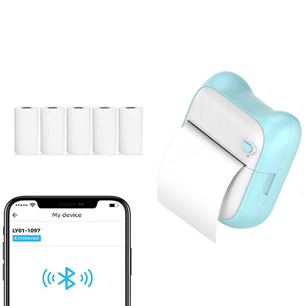 Pocket Bluetooth Thermal Printer Wireless Mobile Inkless Printer for Home Office Cyan