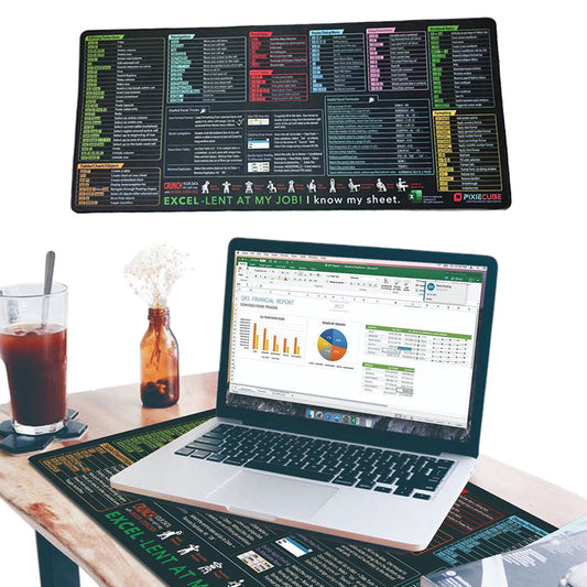 Non-Slip Excel Shortcut Keys Mouse Pad Quick Key Cheat Sheet Gaming Mousepad Office Spreadsheet Keyboard Mat