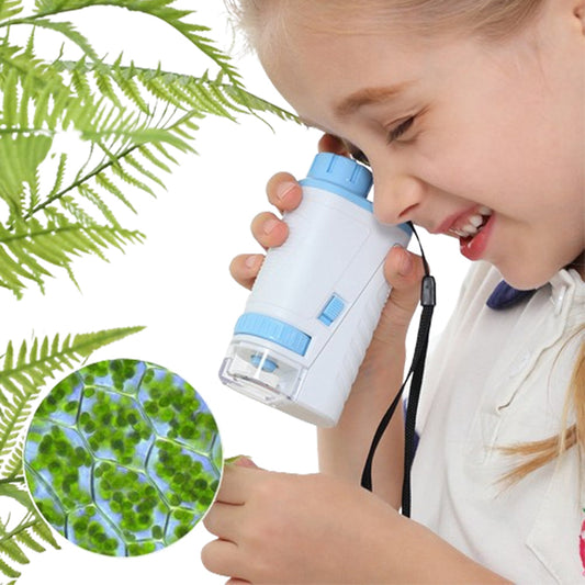 60X-180X Magnification Pocket Microscope Explorer Toy Set for Kids Blue