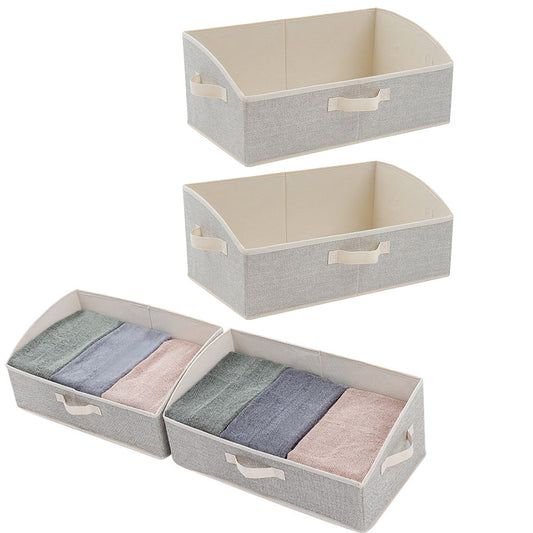 2Pcs  Storage Bin with Handles Large Capacity Closet Shelf Organizer for Clothes Blanket Hats Beige