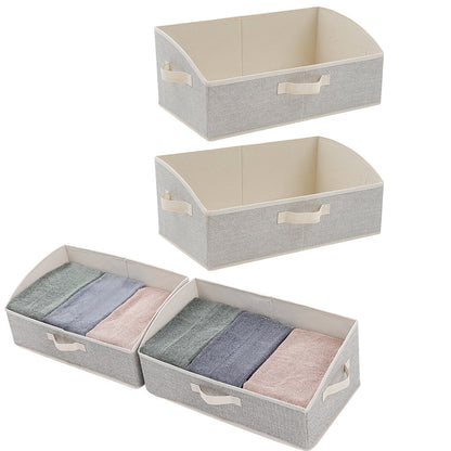 2Pcs  Storage Bin with Handles Large Capacity Closet Shelf Organizer for Clothes Blanket Hats Beige