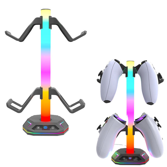 2-Tier Game Controller Holder Headset Stand with RGB Light Modes for PS5 Consoles