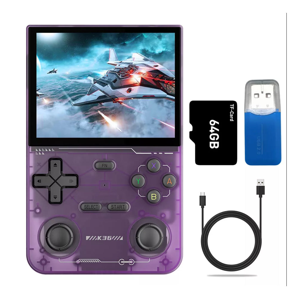 K36 Retro Handheld Game Console 64GB Video Consoles with 16000+ Games Purple