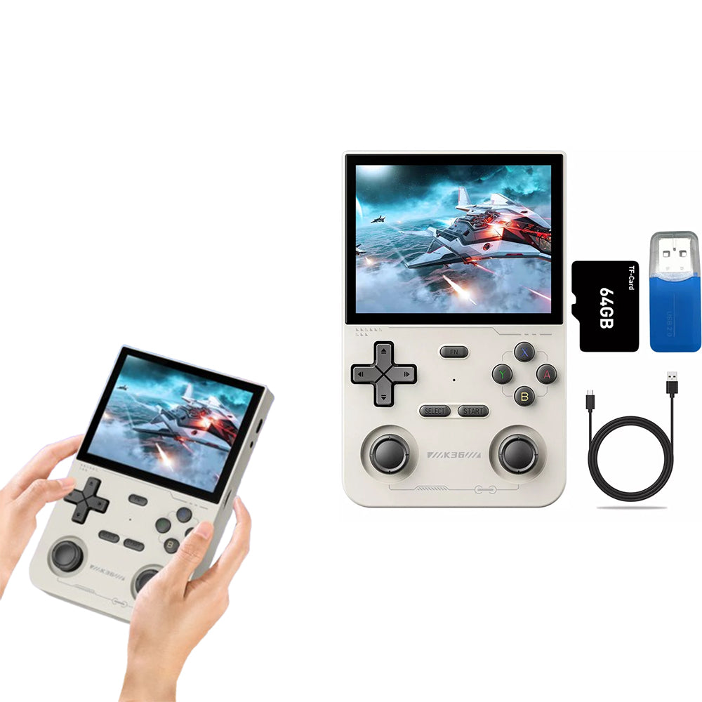 K36 Retro Handheld Game Console 64GB Video Consoles with 16000+ Games White