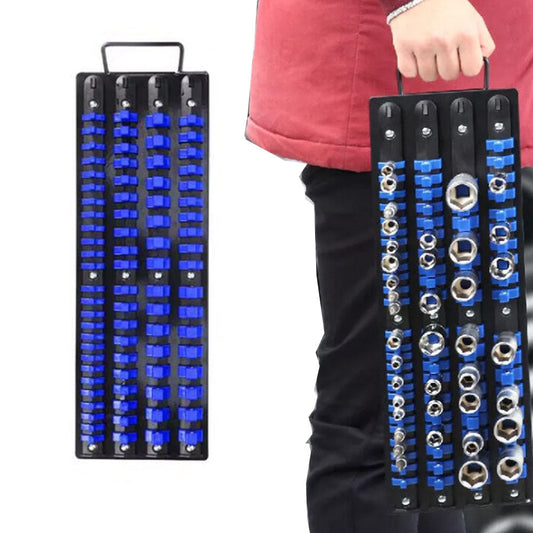 80Pcs Set Socket Organizer Tray Portable Multi-Size Socket Holder Blue