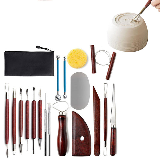 18Pcs Clay Sculpting Tools Basic Clay Pottery Carving Tool Kit with Tool Bag