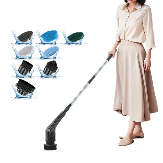 Cordless Electric Spin Scrubber Rechargeable Cleaning Brush with 7 Replaceable Brush Heads Black