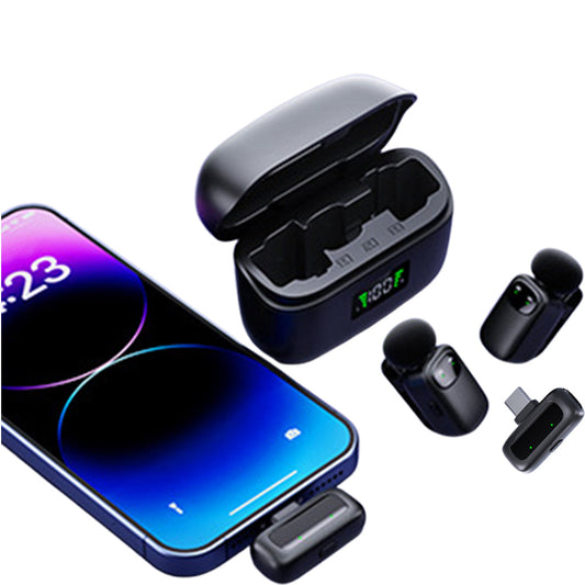 Wireless Lavalier Microphone with Charging Case AI Voice Changer Lapel Microphone for Video Recording Podcast Type-C Style