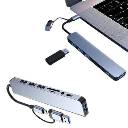 8-in-1USB-C HUB Multiport Adapter SD/TF Card Reader for Laptop Desktop