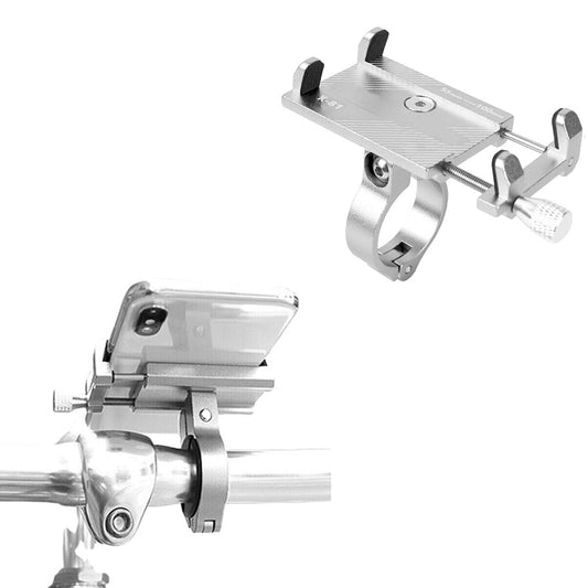 Mobile Phone Holder for Bike Handlebar Aluminium Alloy Phone Mount for Bicycle Motorcycle Silver