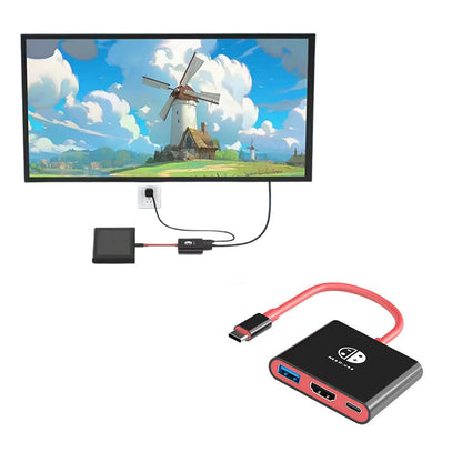 3-in-1 Switch Docking Station for Nintendo Portable 4K Switch TV Adapter with HDMI USB3.0 Port Black