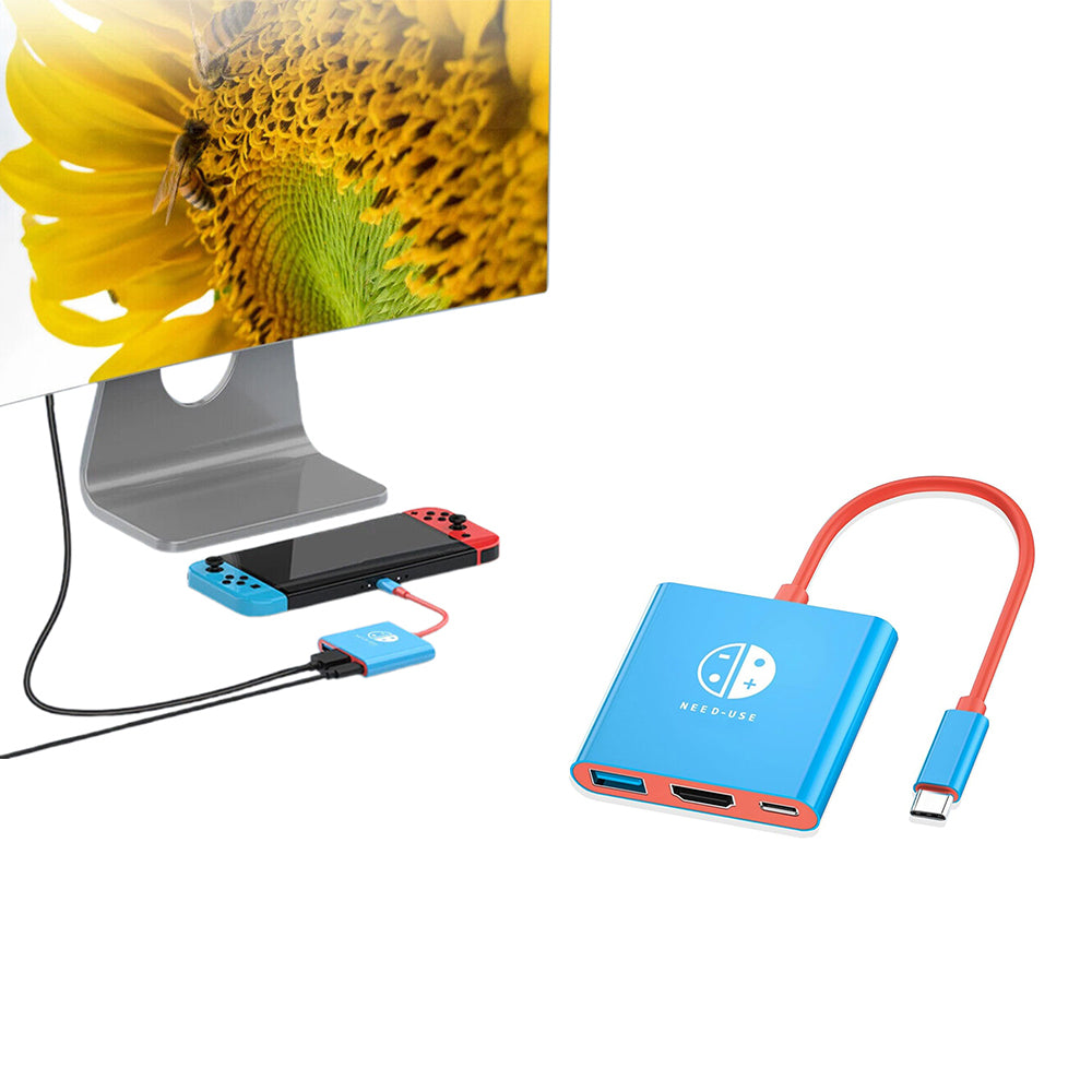 3-in-1 Switch Docking Station for Nintendo Portable 4K Switch TV Adapter with HDMI USB3.0 Port  Blue