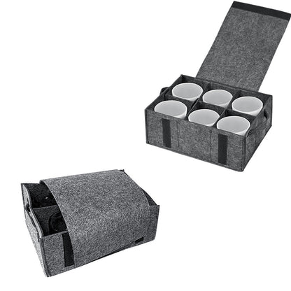 Felt Cup Holder Storage Bag Tableware Organizer for Camping Picnic
