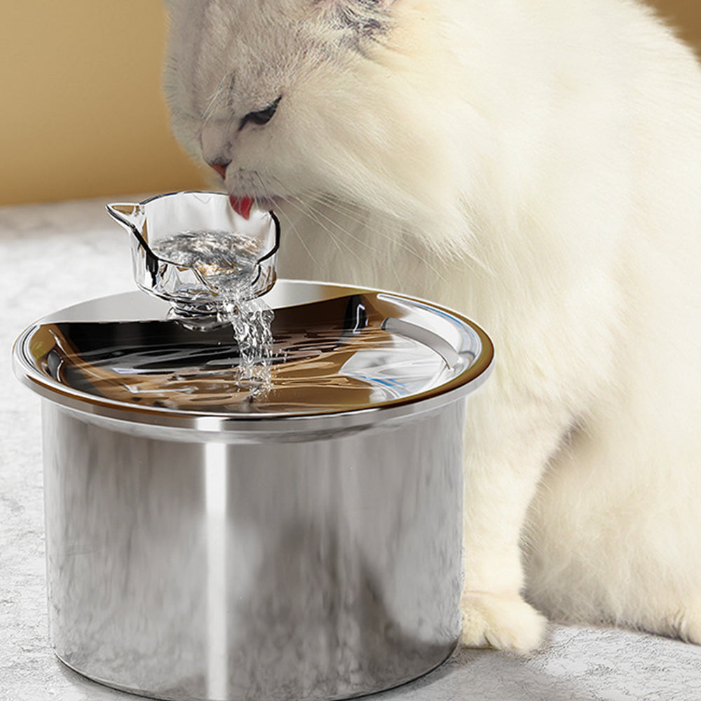 USB Powered 2L Automatic Cat Water Fountain Stainless Steel Pet Water Feeder