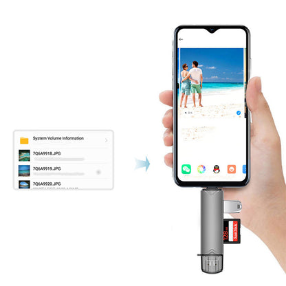 6-in-1 SD TF Card Reader Multifunctional USB 3.0 Micro USB Flash Drive Adapter Grey