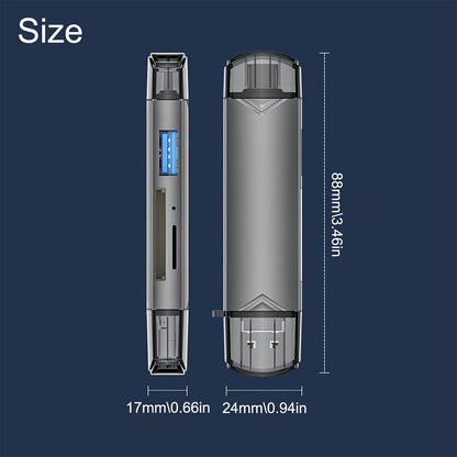6-in-1 SD TF Card Reader Multifunctional USB 3.0 Micro USB Flash Drive Adapter Grey