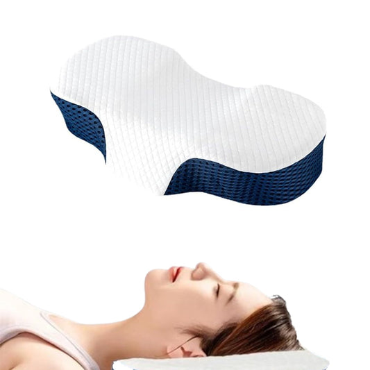 Ergonomic Cervical Pillow Memory Foam Neck Support Pillow for Side / Back Sleeper Navy