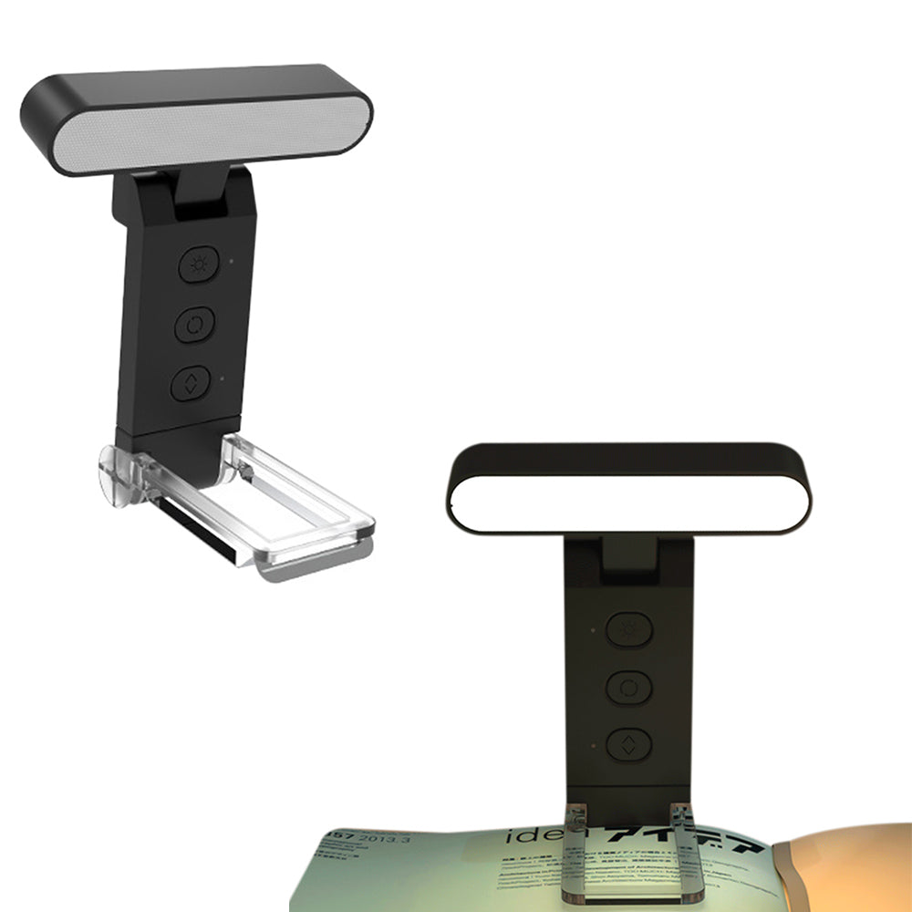 Rechargeable Clip-on Book Light 5 Color Temperatures 6 Brightness Dimmable Reading Light Black