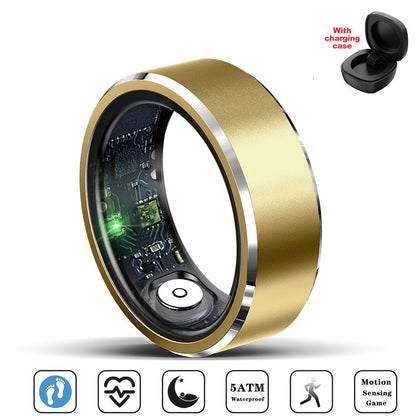 Smart Health Ring with Fitness Tracking Sleep Monitoring Gesture Control Compatible with Android iOS Gold