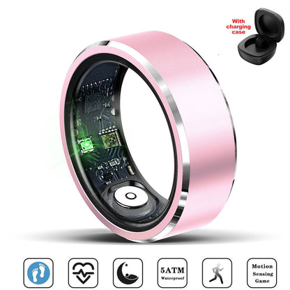 Smart Health Ring with Fitness Tracking Sleep Monitoring Gesture Control Compatible with Android iOS Pink