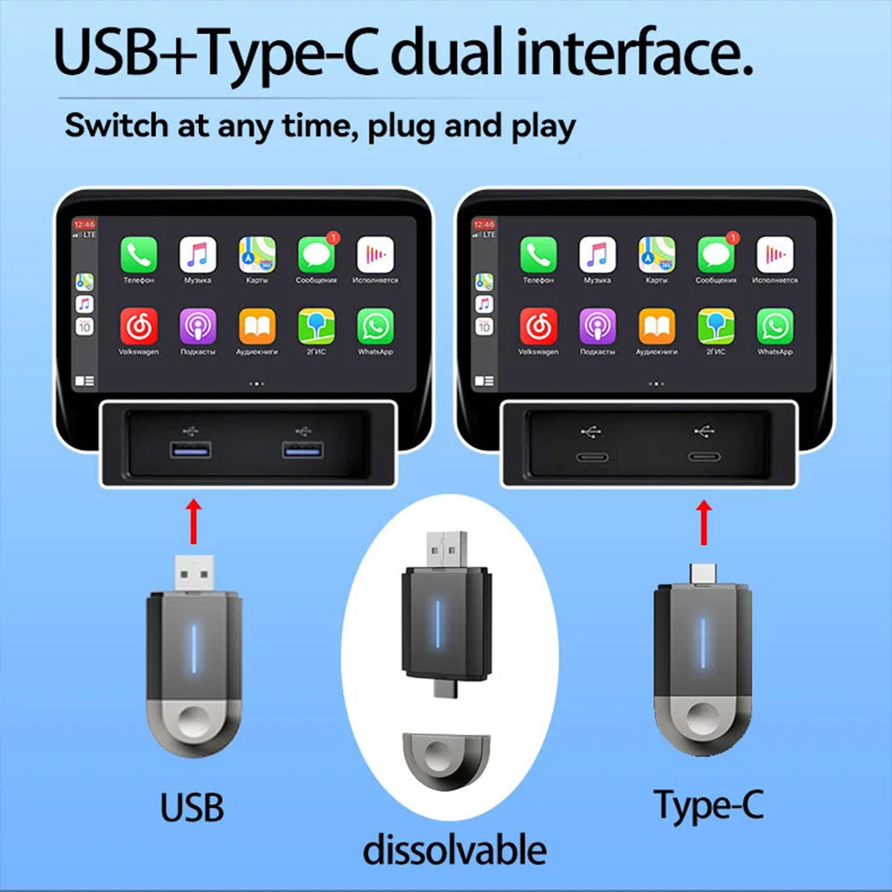 2-in-1 Wireless CarPlay Box Android Auto Apple Carplay Adapter