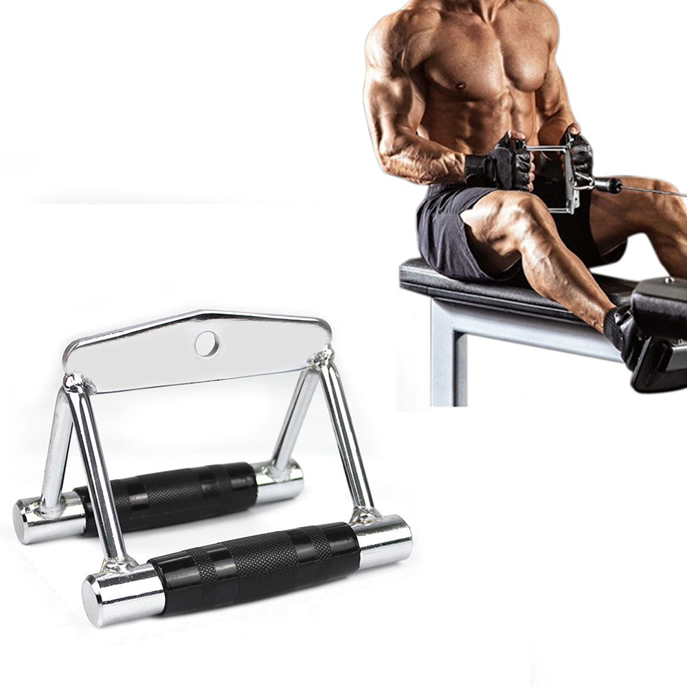 V-Grip Lat Pulldown Bar Non-Slip Rubber Grip Steel Attachment for Cable Pulley Systems Weight Workout Tool Black