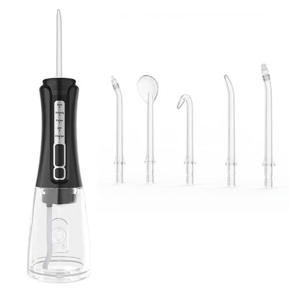Cordless Electric Water Flosser Oral Irrigator Flosser Teeth Cleaner with 5 Nozzles Black