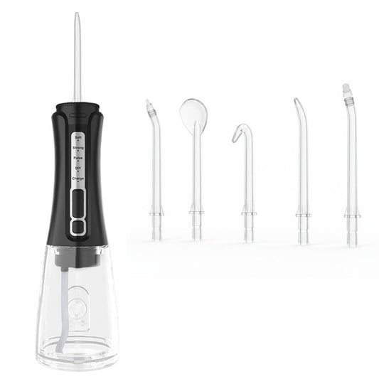 Cordless Electric Water Flosser Oral Irrigator Flosser Teeth Cleaner with 5 Nozzles Black