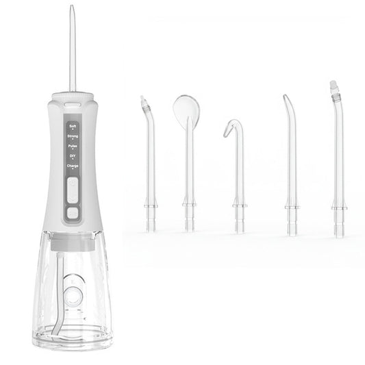 Cordless Electric Water Flosser Oral Irrigator Flosser Teeth Cleaner with 5 Nozzles White