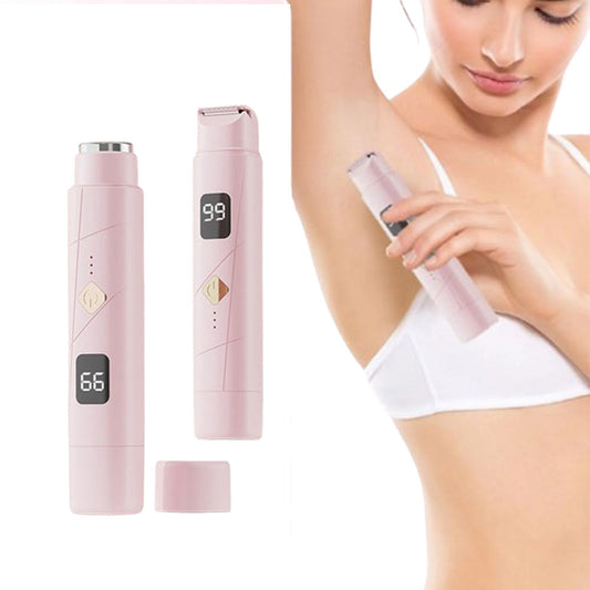 2 in 1 Women Electric Shaver Dual Head Bikini Trimmer Body Hair Trimmer Facial Hair Remover (Pink)