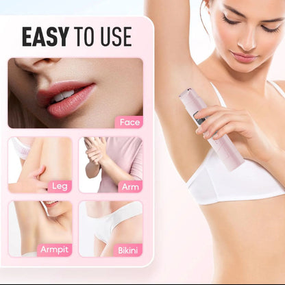 2 in 1 Women Electric Shaver Dual Head Bikini Trimmer Body Hair Trimmer Facial Hair Remover (Pink)