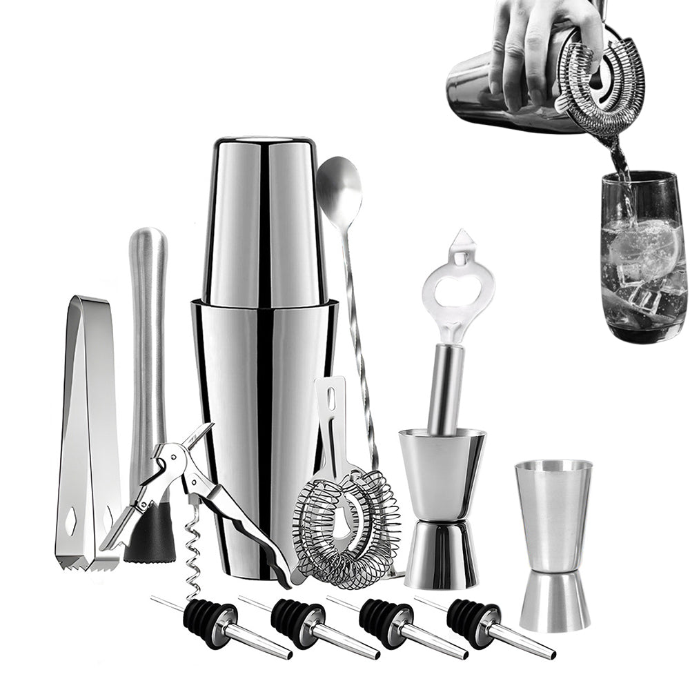13PCS Set Stainless Steel Cocktail Shaker Tool Bartender Kit for Home Bar