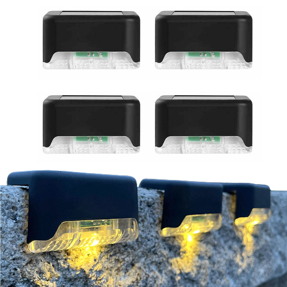 4Pcs Set Solar LED Deck Lights Outdoor Step Fence Lamp for Stairs Path Garden Patio Pathway