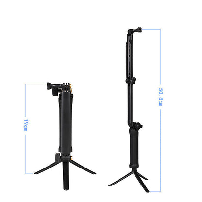 3-Way Folding GoPro Tripod 3-in-1 Selfie Stick Monopod Hand Grip Stand