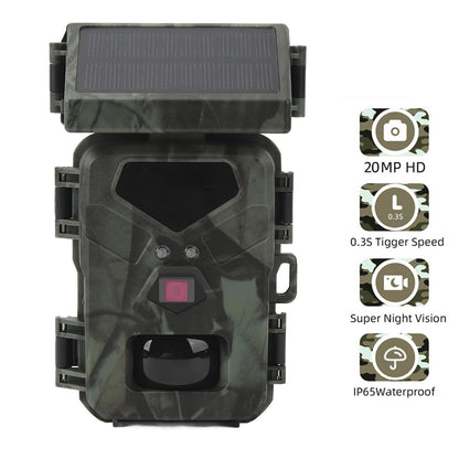 20MP Solar Trail Camera 1080P Rechargeable Recording Video Camera with Night Vision for Wildlife Monitoring Home Security