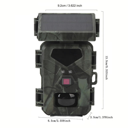 20MP Solar Trail Camera 1080P Rechargeable Recording Video Camera with Night Vision for Wildlife Monitoring Home Security