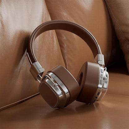 Foldable Wireless Bluetooth Headphone Classic Head-worn Stereo Headphone Brown