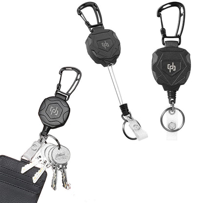 2 Pcs Retractable Keychain Carabiner Badge Key Holder