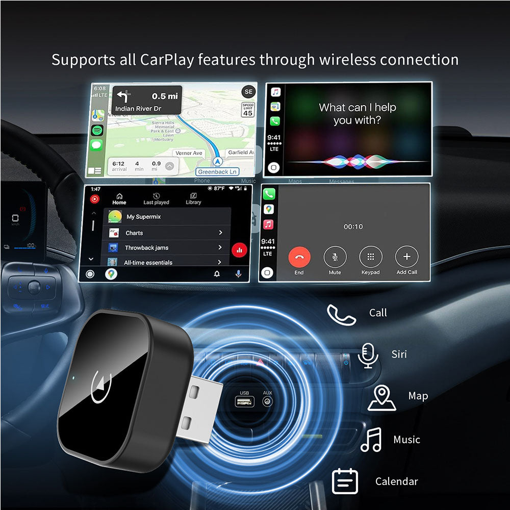 Wireless CarPlay Adapter with Direct Plug-in and Stable Connection