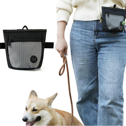 Hands-Free Dog Treat Pouch with Auto-Snap Closure Pet Snack Bag for Training Walking Black