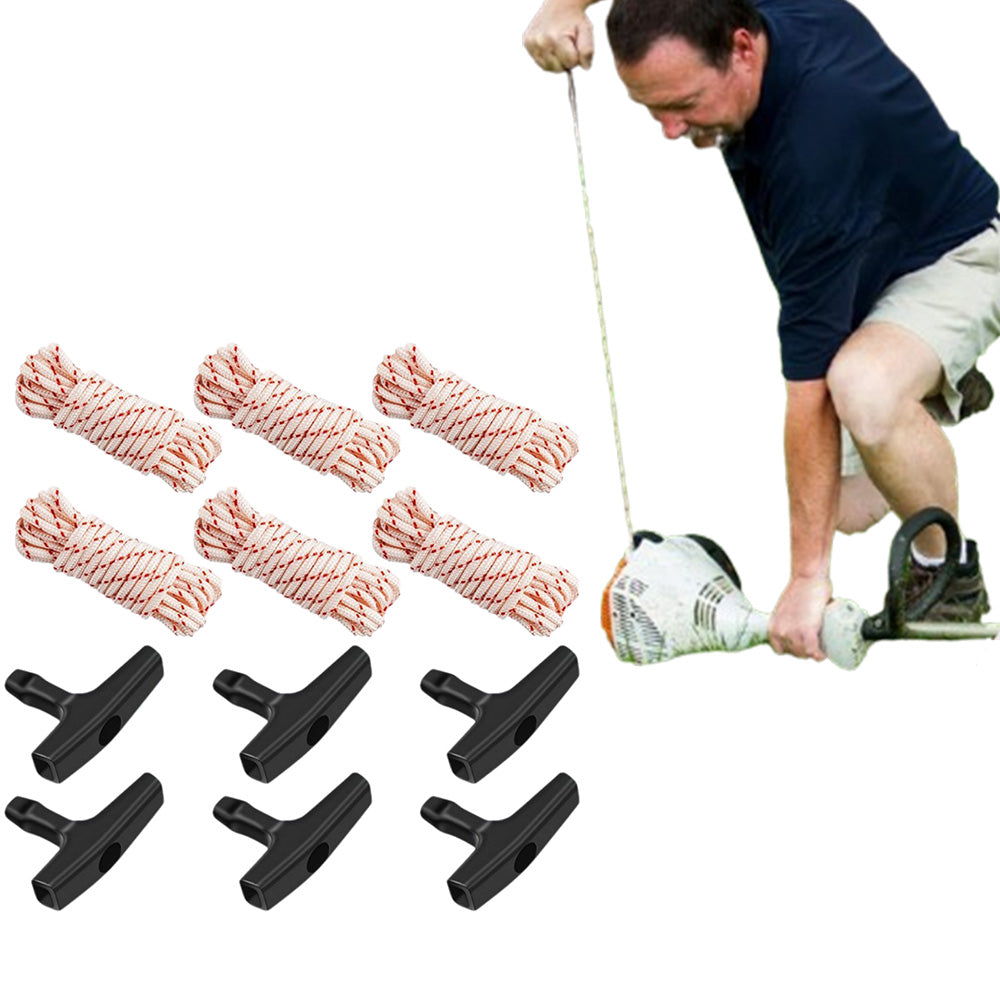 6Pcs Set Starter Rope and Handle Replacement Pull String for Lawn Mowers Chainsaws